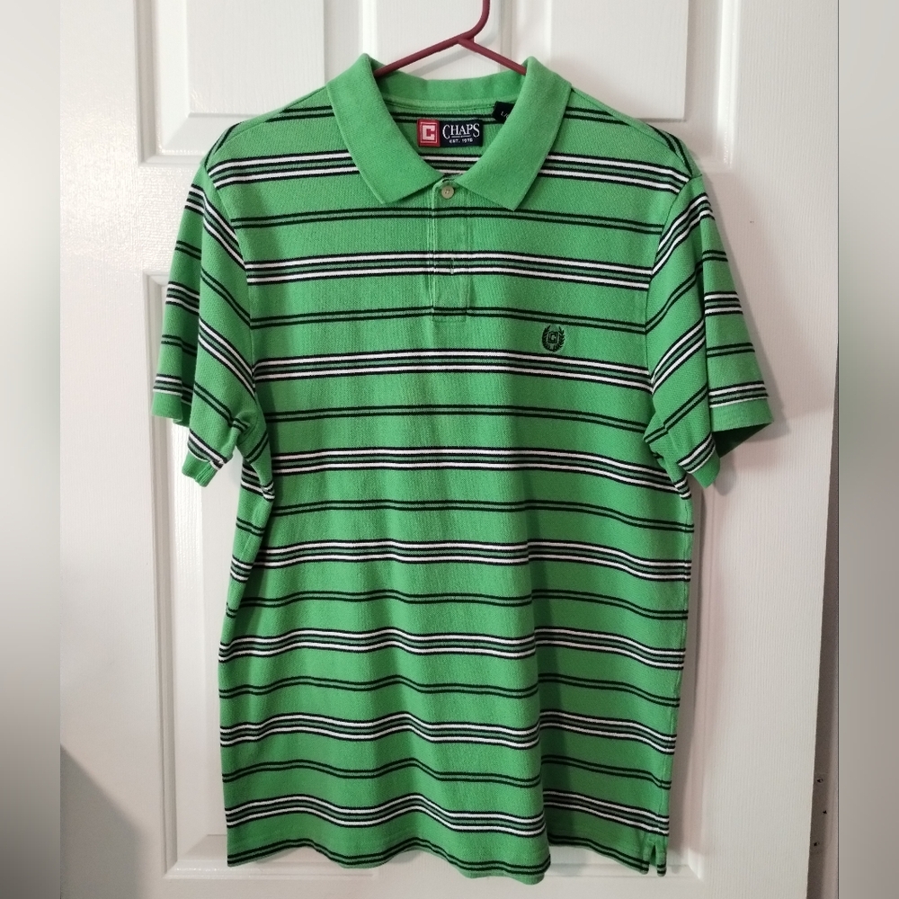 Chaps Polo Green Navy And White Stripes